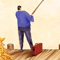 Fishing poster editorial painting